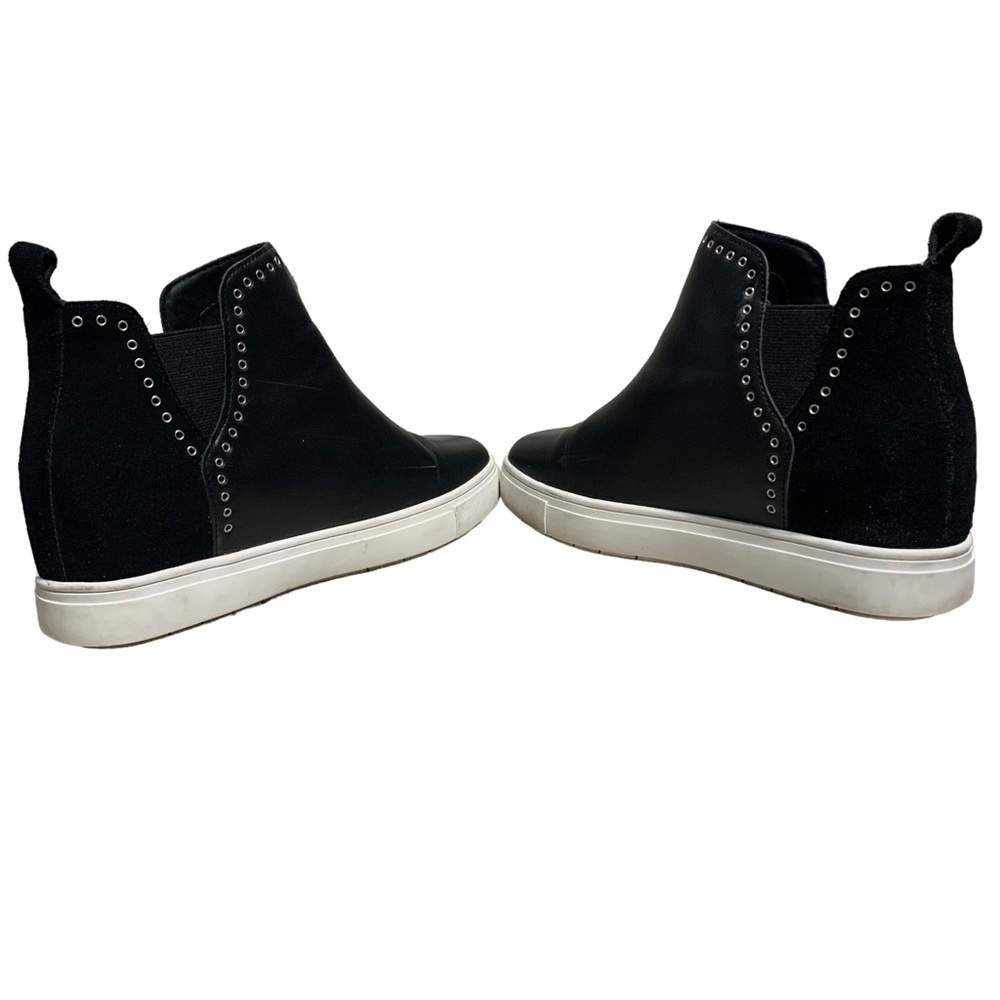 Chelsea & Violet shoes Milo black leather suede grommet hidden wedge sneaker 7.5 - Picture 6 of 11